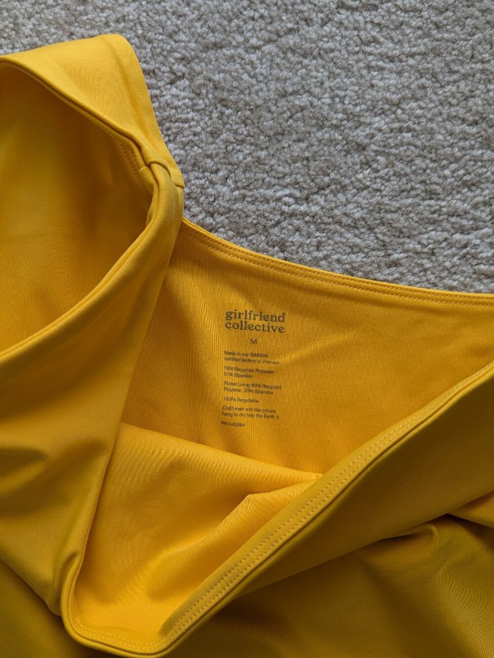 Girlfriend Collective Yellow Bianca One Shoulder Dress (NWOT) - Picture 5 of 7